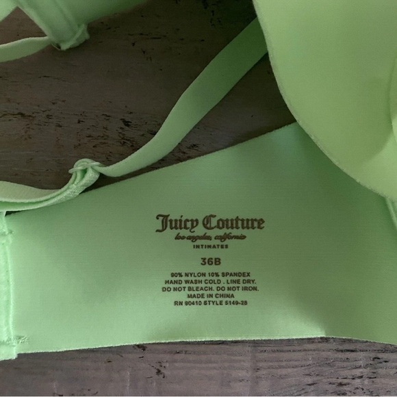 ***JUICY COUTURE*** Intimates Bra Women's 36B NEON GREEN Padded Underwire - Picture 3 of 3